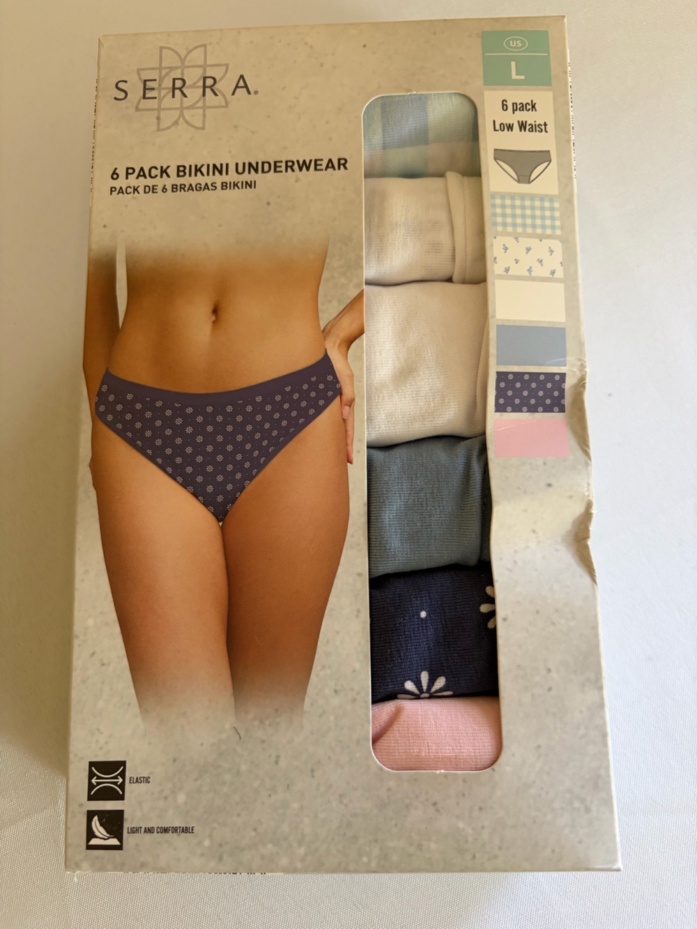 Serra Women's Bikini Underwear 6-Pack in Navy, Pink, Light Blue, Cream